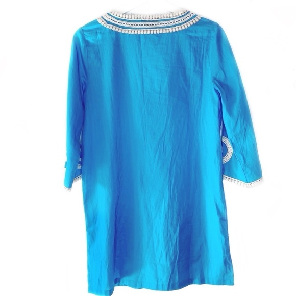 J Crew Turquoise Embroider Tunic Kaftan Shirt XS - Picture 2 of 3